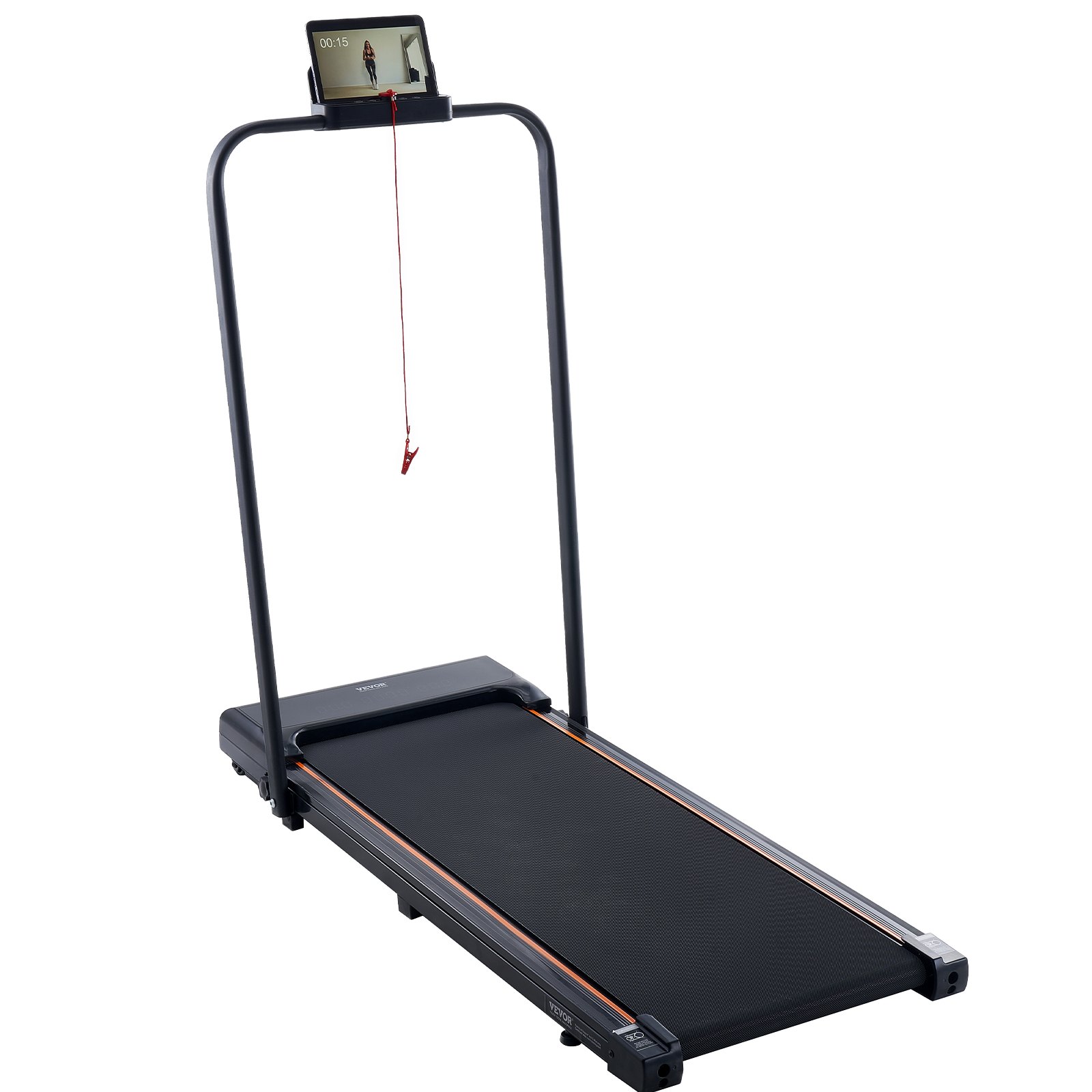 VEVOR Walking Pad Treadmill for Under-Desk Use, Work Treadmill, Foldable Treadmill with 120 kg Weight Capacity, Portable 2-in-1 Pad with 2.5 HP, Handlebar, Remote Control, LED Display, 1-10 km/h