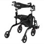 VEVOR 2-in-1 Rollator Walker & Transport Chair for Seniors, Foldable Rolling Walker Wheelchair, Lightweight Aluminum Mobility Walking Aid with Solid PVC Wheels, Cup & Cane Holder - Supports 136kg