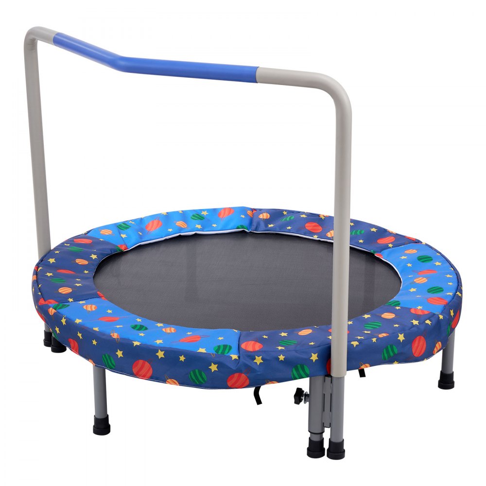 Trampolina dziecięca VEVOR, trampolina zewnętrzna, 91,44 cm, składana, z uchwytem, ​​trampolina ogrodowa, trampolina dla maluchów, prezent urodzinowy dla dzieci od 3 lat, udźwig 100 kg, kolor niebieski