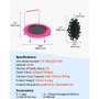 VEVOR Kids Trampoline Outdoor Trampoline 36" Foldable Trampoline with Handle, Rebounder Trampoline Garden Trampoline for Toddlers, Birthday Gift for Children 3 Years and Up, 100 kg Weight Capacity, Pink