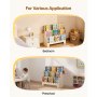 VEVOR Montessori Bookshelf, 3-Tier Scalloped Kids Bookshelf, Front Facing Toddler Bookcase, Dual Hooks for Hanging Backpacks, Baby Bookshelf for Kids Room, Living Room, Entryway, Nursury, Preschool