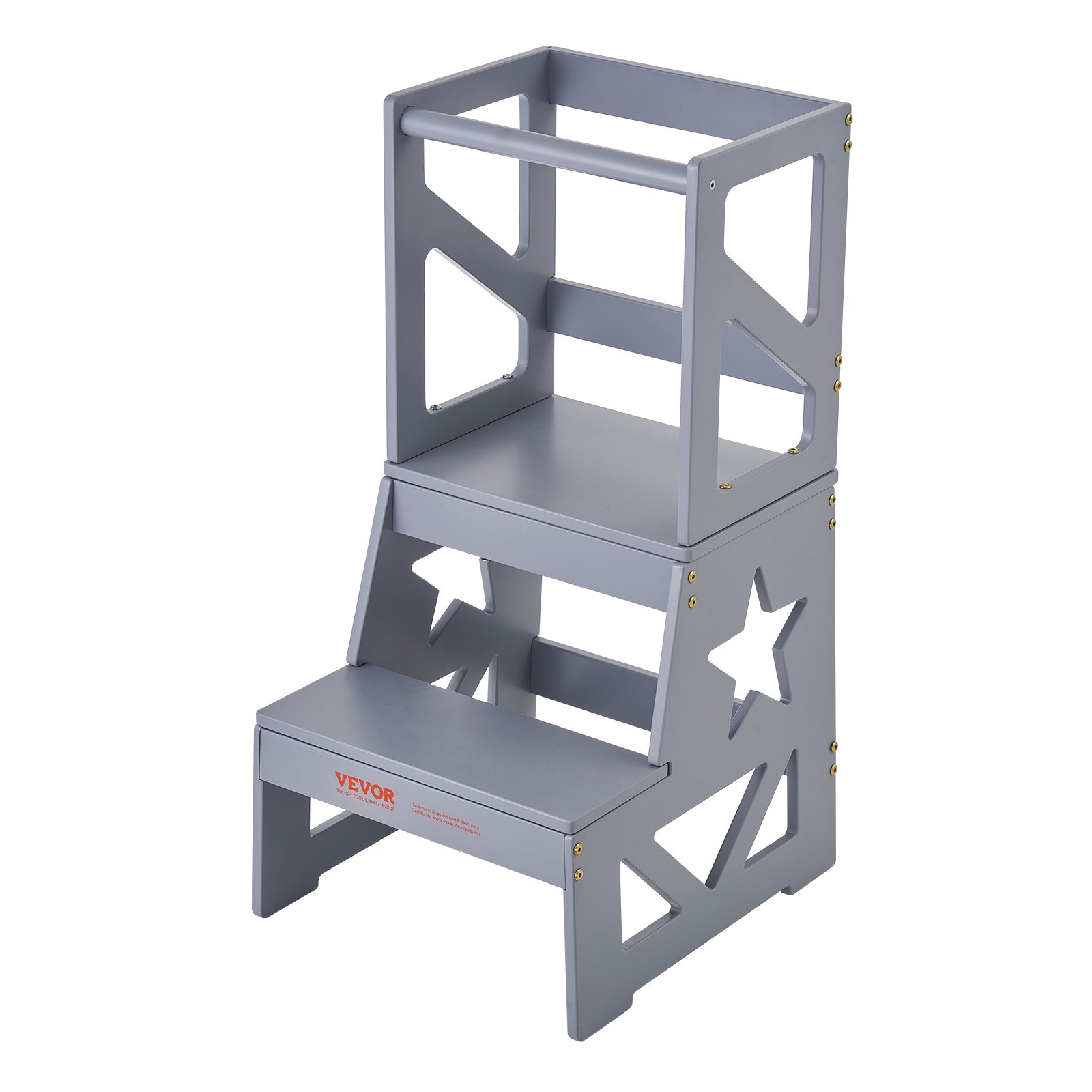 Stołek kuchenny dla malucha VEVOR Naturalne drewno sosnowe Pomocnik stołka kuchennego 150 funtów szary