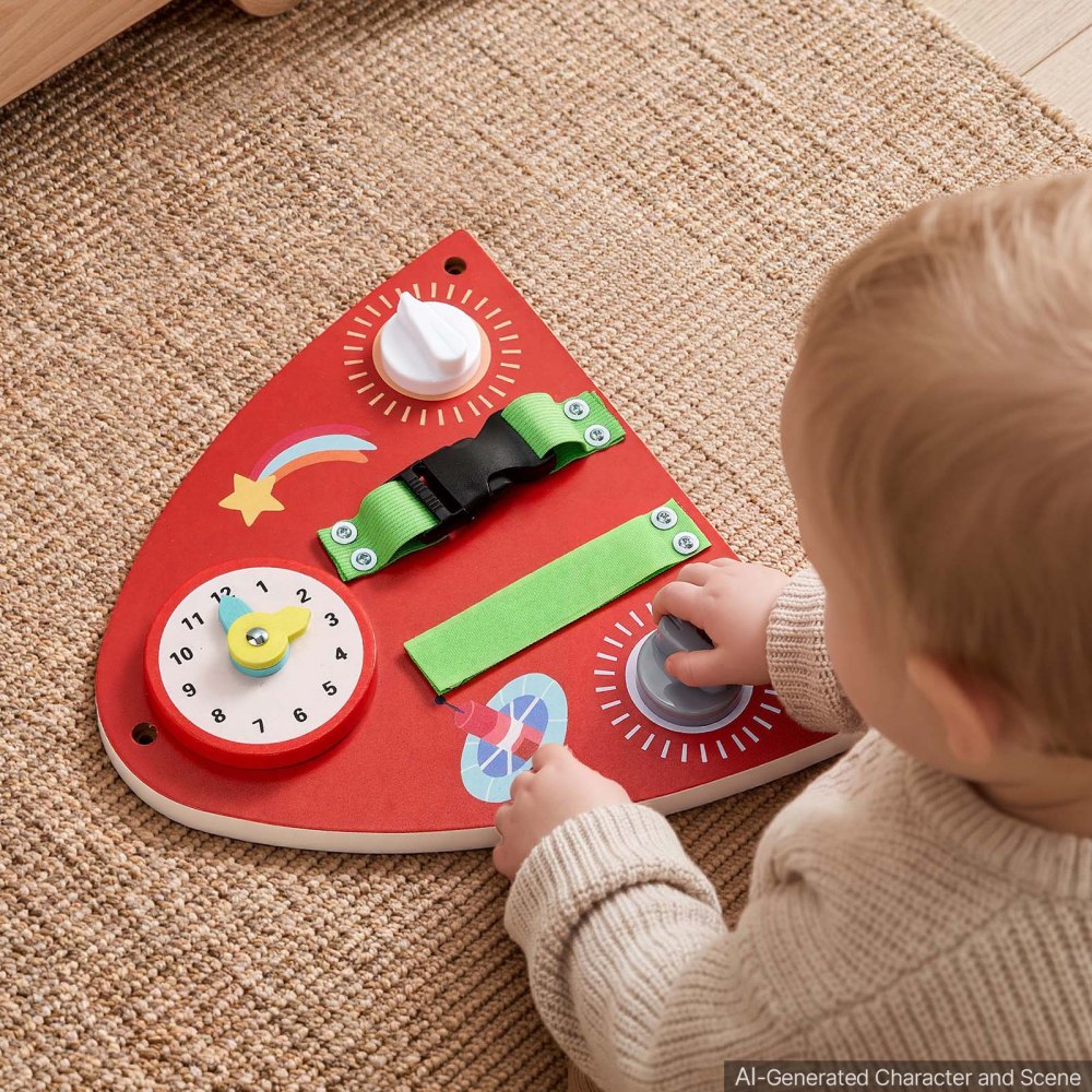 VEVOR Montessori Busy Board 13 w 1 sensoryczna tablica ścienna z aktywnością Rakieta, zabawka rozwijająca sprawność motoryczną do celów edukacyjnych i wczesnego rozwoju w żłobku i domu, wykonana z płyt MDF, z ksylofonem, zegarem, kołami zębatymi i elementami edukacyjnymi