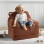 Sofa dziecięca VEVOR 2 w 1, rozkładana sofa dziecięca do fotela, rozkładany fotel dziecięcy, fotel dla malucha, składana sofa dziecięca do spania, brązowa, 114 x 50 x 36 cm