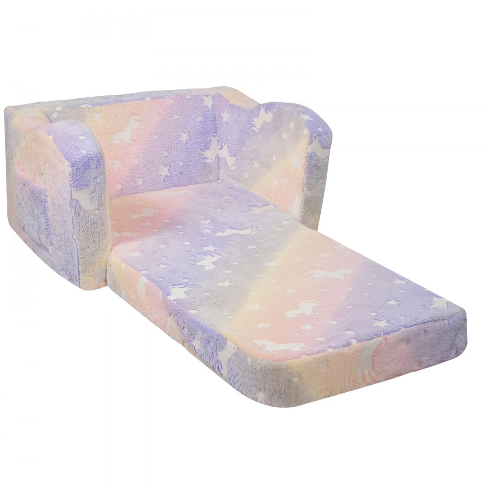 VEVOR Sofa dziecięca 2 w 1, rozkładana sofa dziecięca do fotela, rozkładany fotel dziecięcy, fotel z podłokietnikami, rozkładana sofa dziecięca do zabawy, świecąca w ciemności 104 x 58 x 32 cm