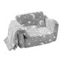 VEVOR Składana sofa dziecięca Sofa dziecięca 610 x 430 x 400 mm Sofa dziecięca Sofa dziecięca Sofa miękka Sofa do zabawy Sofa przytulna dla 1 dziecka Fotel dziecięcy Meble dziecięce Fotel dziecięcy Szary Fotele do spania 20 kg Funkcja łóżka
