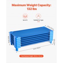 VEVOR Łóżko dziecięce składane Łóżko do spania Niebieskie 6-częściowe Leżak dziecięcy 130x57x15cm