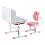VEVOR Desk Set, Children's Desk, Work Table and Chair, Height Adjustable (54-73 cm), Load Capacity (100 kg), 0-40° Tiltable Table with Bookshelf for Bedroom/Study, Pink