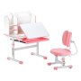VEVOR Desk Set, Children's Desk, Work Table and Chair, Height Adjustable (54-73 cm), Load Capacity (100 kg), 0-40° Tiltable Table with Bookshelf for Bedroom/Study, Pink