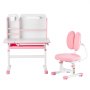 VEVOR Desk Set, Children's Desk, Work Table and Chair, Height Adjustable (54-73 cm), Load Capacity (100 kg), 0-40° Tiltable Table with Bookshelf for Bedroom/Study, Pink