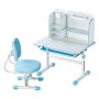 VEVOR Desk, Children's Desk, Work Table and Chair, Height Adjustable (54-73 cm), Load Capacity (100 kg), 0-40° Tiltable Table with Bookshelf for Bedroom, Study, School, Blue