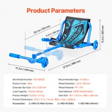 VEVOR Pojazd trójkołowy dla dzieci Drifter Trike Skuter trójkołowy 960x440x285mm niebieski