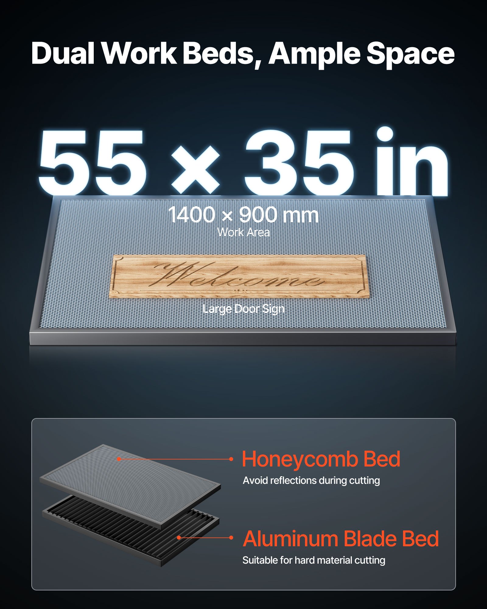 VEVOR 130W CO2 Laser Engraver, 1400 x 900 mm, CO2 Laser Engraver Cutter Machine with Water Chiller, 2 Way Pass Air Assist, 1200 mm/s Speed, Autofocus Engraving Cutting Machine, for Wood Acrylic Glass