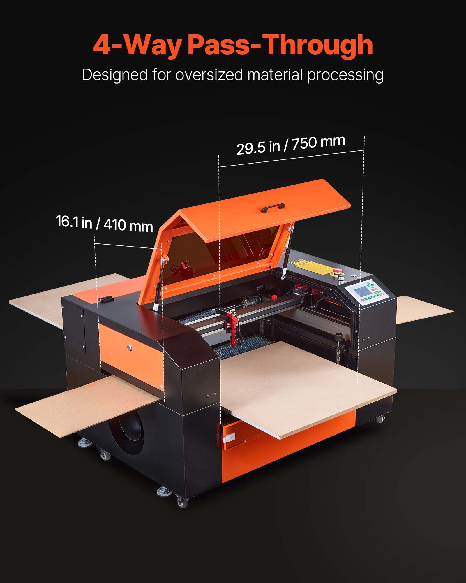 Grawerka laserowa CO2 VEVOR 60 W, obszar roboczy 600 x 400 mm, urządzenie do grawerowania i cięcia laserem CO2 z 4-kierunkowym podparciem powietrza, kompatybilne z LightBurn, CorelDRAW i RDWorks, do drewna, akrylu i szkła