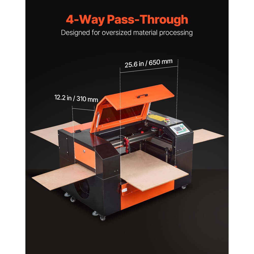 Grawerka laserowa CO2 VEVOR 50 W, obszar roboczy 500 x 300 mm, urządzenie do grawerowania i cięcia laserowego z 4-kierunkowym podparciem powietrza, kompatybilne z LightBurn, CorelDRAW i RDWorks, do drewna, akrylu i szkła