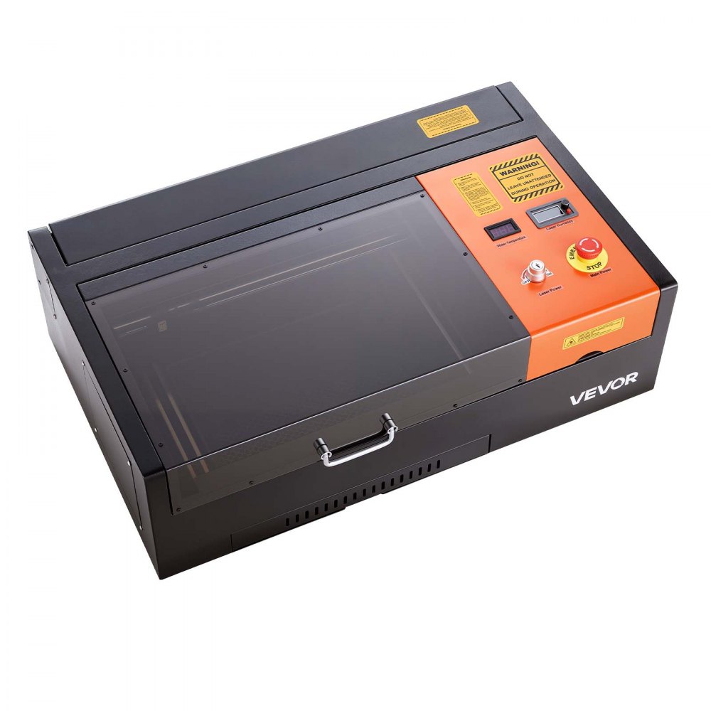 VEVOR CO2 Grawerka laserowa 45 W, 300 x 200 mm, stołowa maszyna do grawerowania laserowego CO2 z osią obrotową, wspomaganiem pneumatycznym, kompatybilna z LightBurn, CorelDRAW i GRBL, do drewna, akrylu i szkła