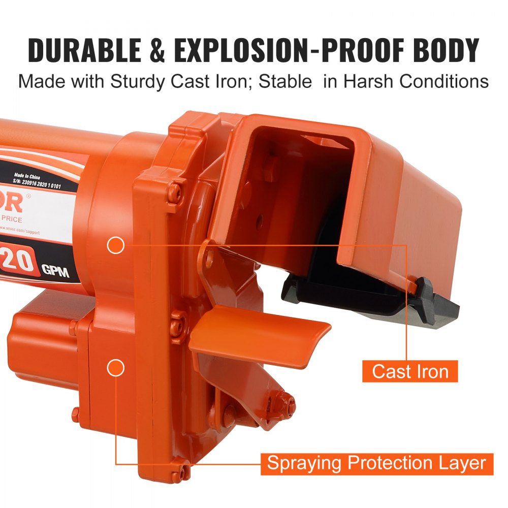 Pompa do transferu paliwa VEVOR, 12 V, 75,7 l/min, 1/4 KM, pompa wyciągowa o wysokim przepływie i konstrukcja kolektora paliwa do benzyny, oleju napędowego, nafty, biodiesla, mieszanek etanolu i metanolu