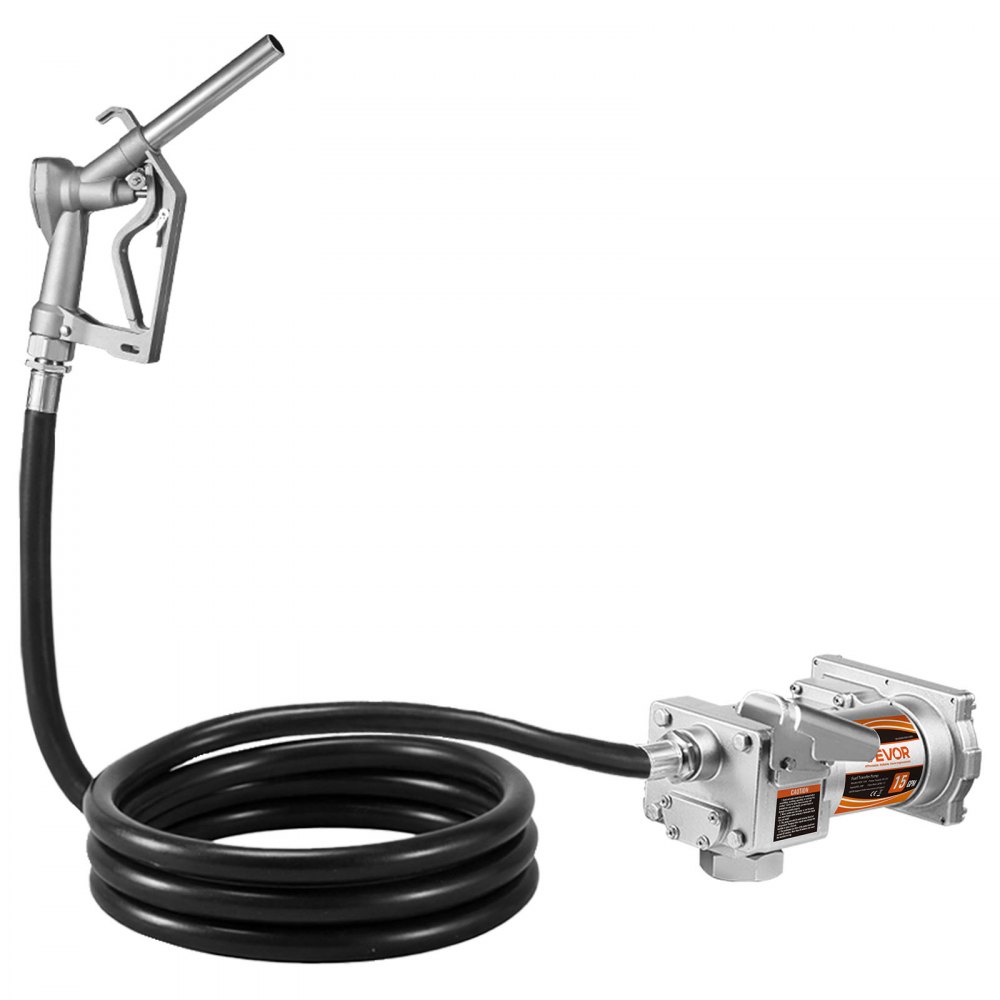 VEVOR Pompa paliwa, 12 V DC, 57 l/min, żeliwna pompa do oleju napędowego z ręcznym zamknięciem, wężem tłocznym, zabezpieczeniem przed przegrzaniem, 1/3 KM, przeciwwybuchowa, do benzyny, oleju napędowego i nafty