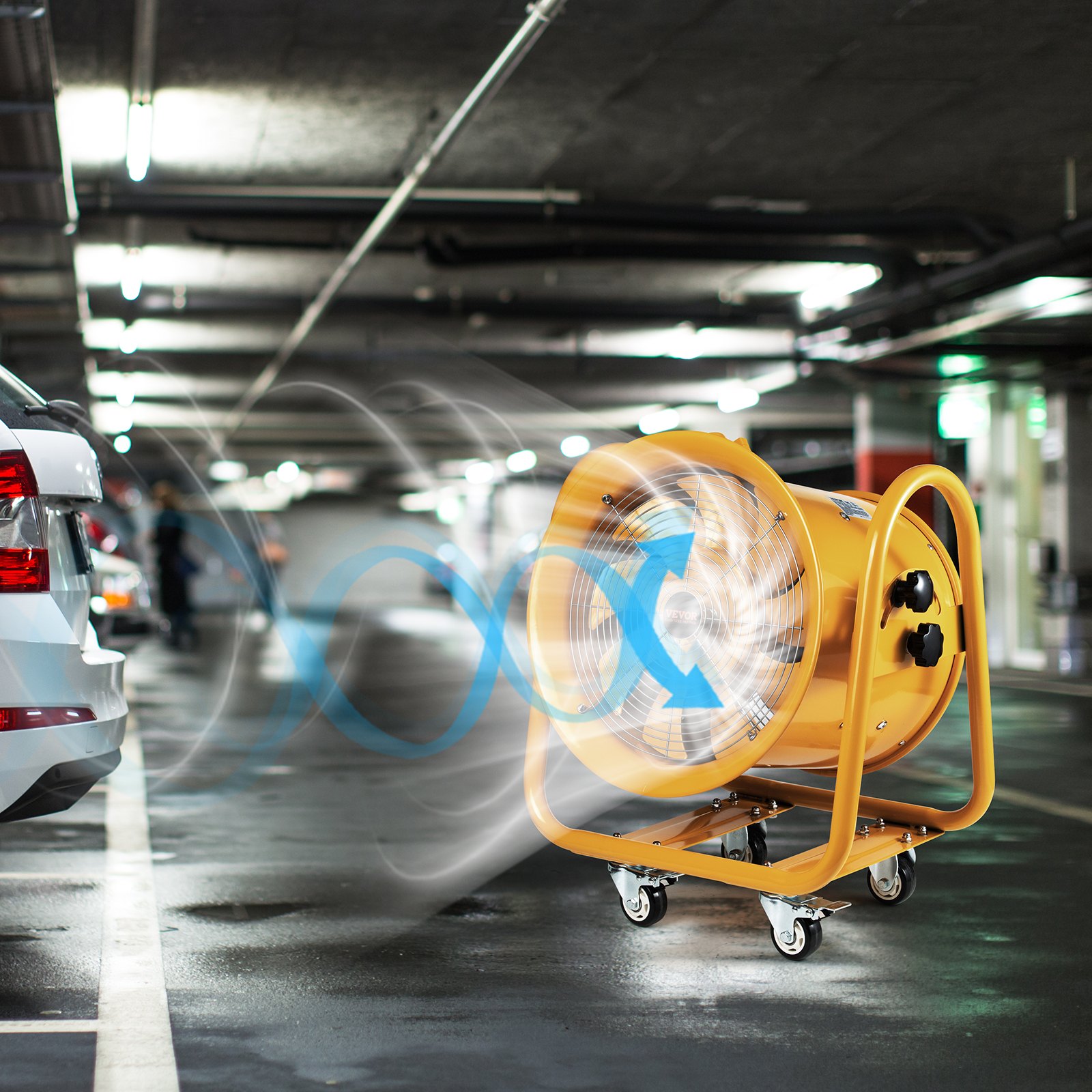 VEVOR Construction Fan 1100 W AC Motor Construction Blower 2850 rpm Construction Fan Blower 2001 L/s (4240 CFM) Axial Fan 5 m Power Cable Axial Blower 79 dB Noise Level Industrial Fan IP44