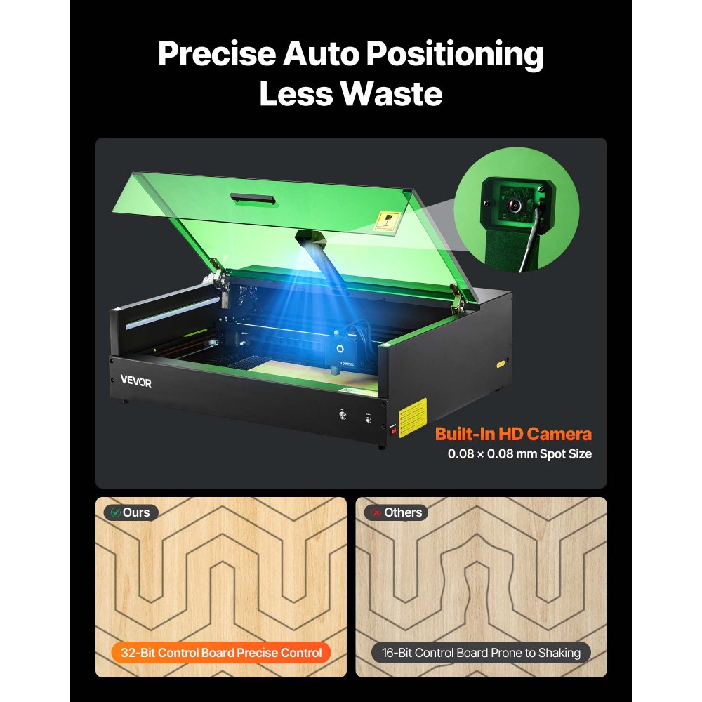 VEVOR Laser Engraver, 20W, Laser Engraving and Cutting Machine with Enclosure Camera, Laser Cutter, 36000 mm/min, 500 x 320 mm Working Area, for Wood, Leather, Glass, Paper, Certain Metal, Class 1