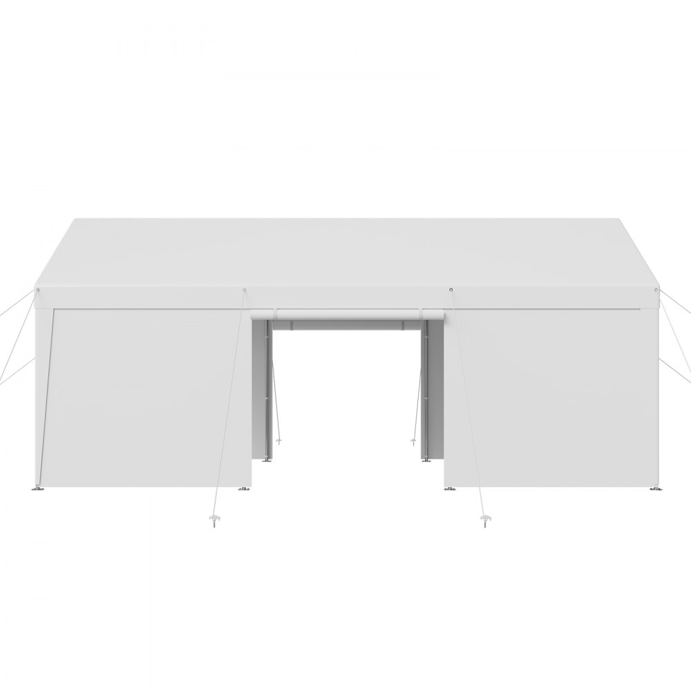 VEVOR Carport, 3,65 x 6,09 x 3,02 m, pokrowiec na samochód, garaż namiotowy ze zdejmowanymi ścianami bocznymi i drzwiami, wiata samochodowa, odporna na promieniowanie UV i wodoodporna, całoroczna ochrona samochodu i łodzi, biała