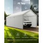 VEVOR Carport, 3,65 x 6,09 x 3,02 m, pokrowiec na samochód, garaż namiotowy ze zdejmowanymi ścianami bocznymi i drzwiami, wiata samochodowa, odporna na promieniowanie UV i wodoodporna, całoroczna ochrona samochodu i łodzi, biała
