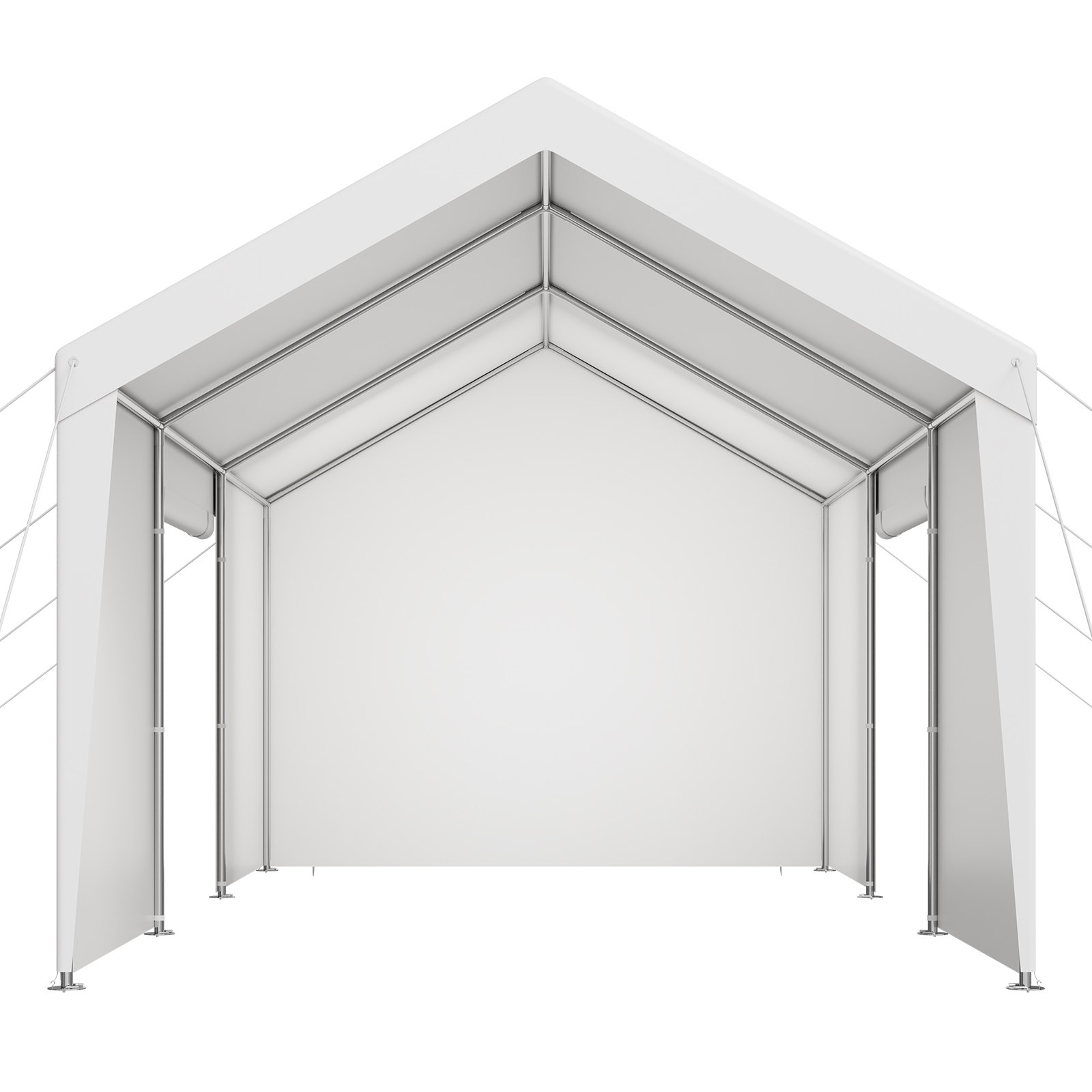 VEVOR Carport, 3,65 x 6,09 x 3,02 m, pokrowiec na samochód, garaż namiotowy ze zdejmowanymi ścianami bocznymi i drzwiami, wiata samochodowa, odporna na promieniowanie UV i wodoodporna, całoroczna ochrona samochodu i łodzi, biała