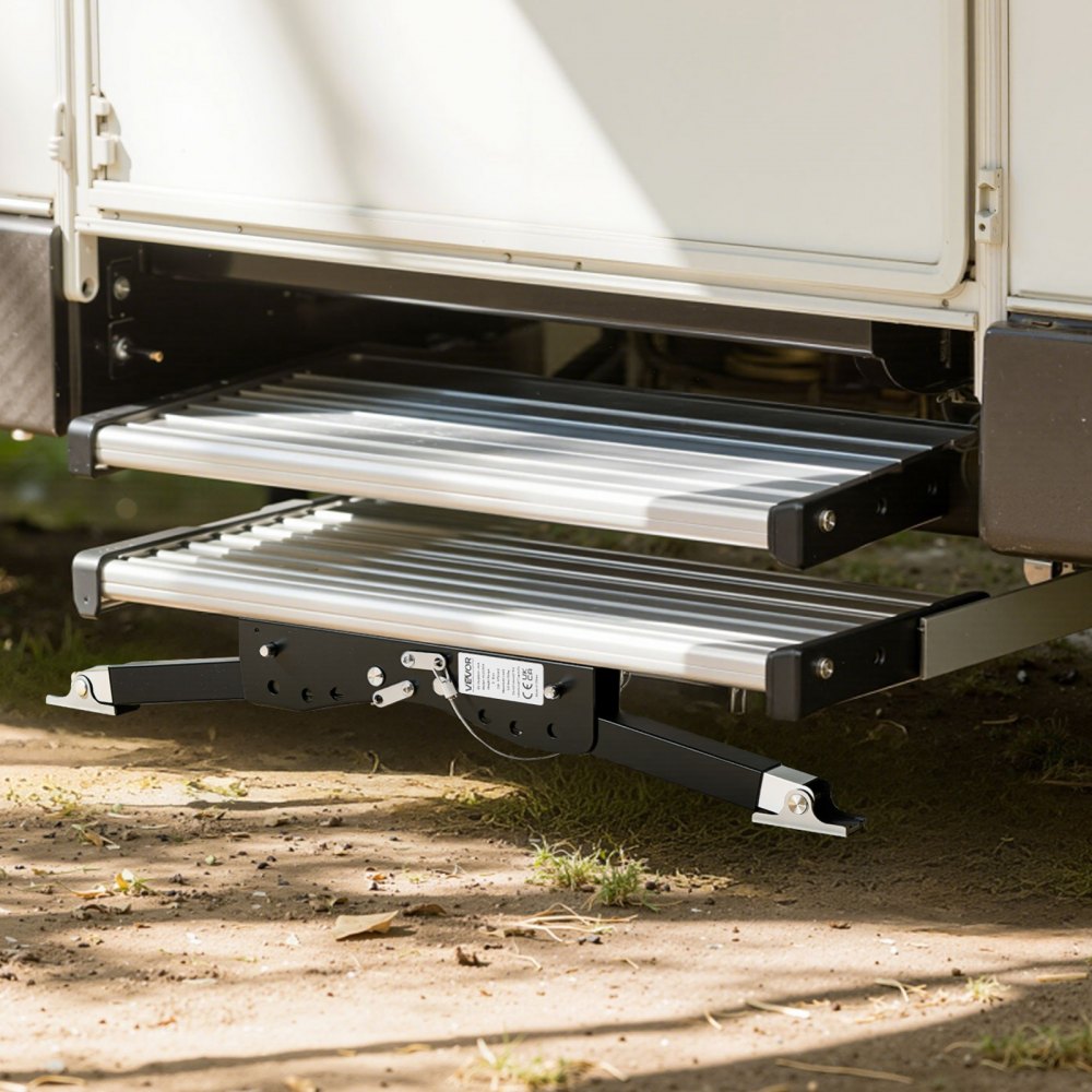 Stabilizator schodów VEVOR RV, regulowany pod względem wysokości zestaw podpór schodów, stabilizatory schodów ze stali malowanej proszkowo do przyczep kempingowych, przyczep i kamperów, regulowany w zakresie 76,2–381 mm