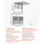 Okno sprzedażowe do food trucków VEVOR, 1220 x 915 mm, ze stopu aluminium, otwierane do 85°, 2 stałe szyby u góry, 2 przesuwne moskitiery u dołu, klapa sprzedażowa, osłona przeciwdeszczowa