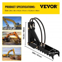 VEVOR Hydraulic Excavator Thumb Stalowy spawany Thumb Attachment 61x15.24x49cm