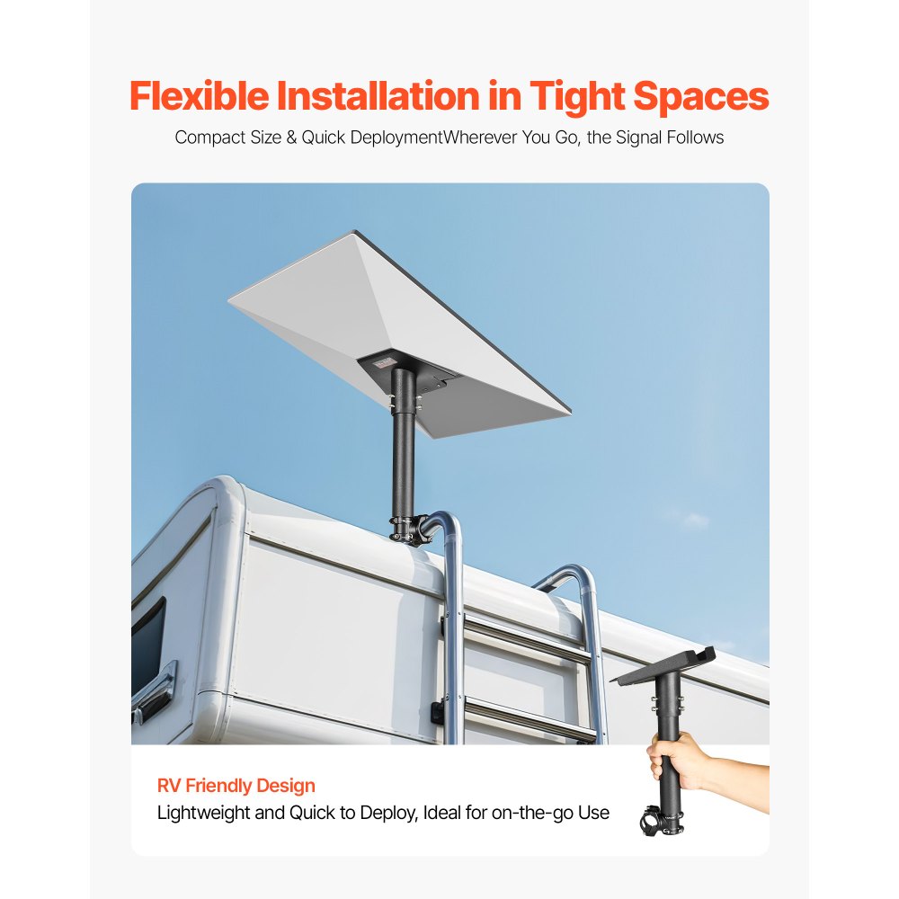 Uchwyt drabinowy VEVOR Starlink Gen 3 do kampera, 300 x 184 x 142 mm, regulowany kąt 360°, z zestawem montażowym, bardzo krótki stalowy adapter drabinowy, kompatybilny z Gen 3 i V3, czarny