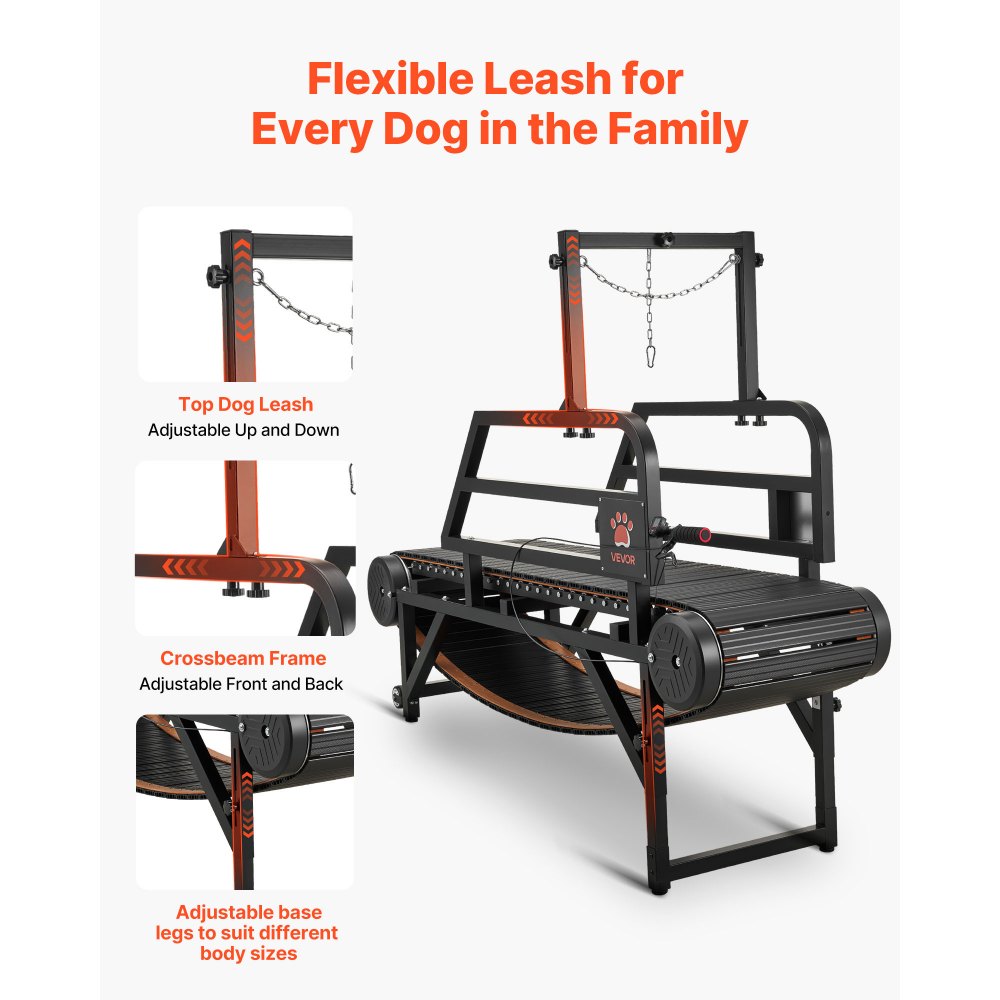 VEVOR Dog Treadmill for Medium/Large Dogs, Pet Running Machine Pacer Slatmill with Stepless Adjustment, Brake & Wheels, Upgrade Plastic Belt to Keep Pets Fit, Up to 199.6kg, 15cm Incline Height