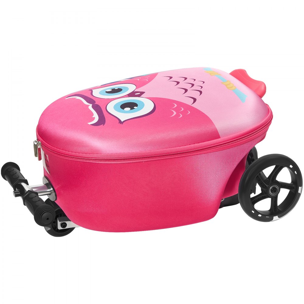 Walizka na hulajnogę VEVOR, pojemność 20 l, walizka podróżna z kołami Flash PU, uchwyt antypoślizgowy TPR, maksymalna nośność 50 kg, bagaż podręczny dla dzieci, dla dzieci w wieku 5 lat i starszych, kolor różowy