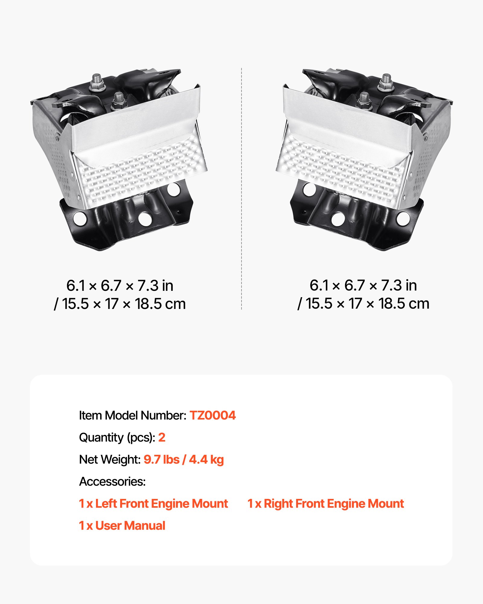 Zestaw mocowań silnika VEVOR, 2 szt., kompatybilny z Chevrolet Silverado 1500 5.3L V8 z lat 2007–2013, zastępuje OE# A5365, A5365, bezpieczne mocowanie, lewe i prawe przednie mocowanie