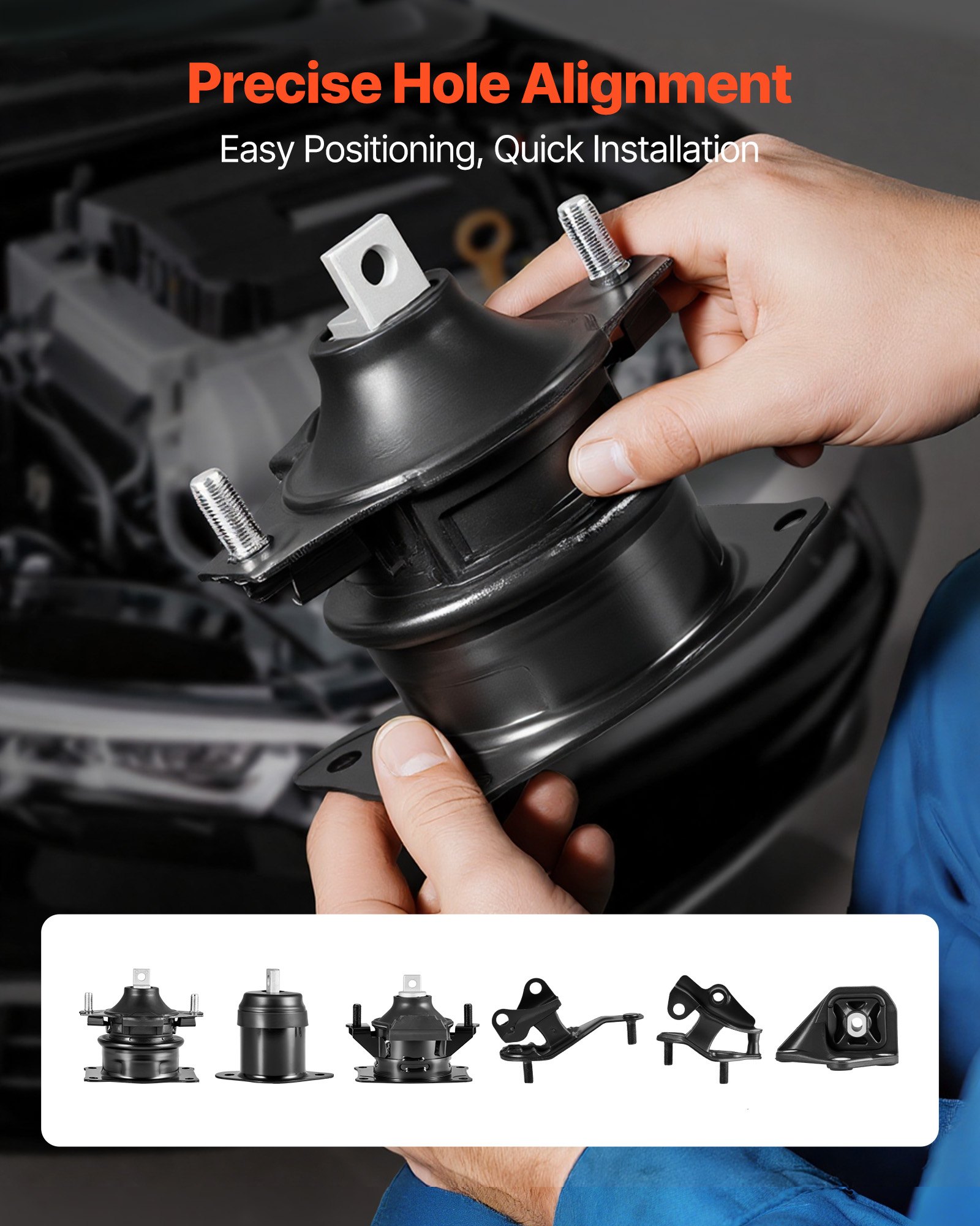 Zestaw naprawczy silnika i skrzyni biegów VEVOR (6 elementów) kompatybilny z modelami Honda Accord 2.4L L4 z lat 2003–2007, zastępuje modele OE# A4526HY, A4517, A4516, A4510, A4509, A4542, bezpieczne mocowanie