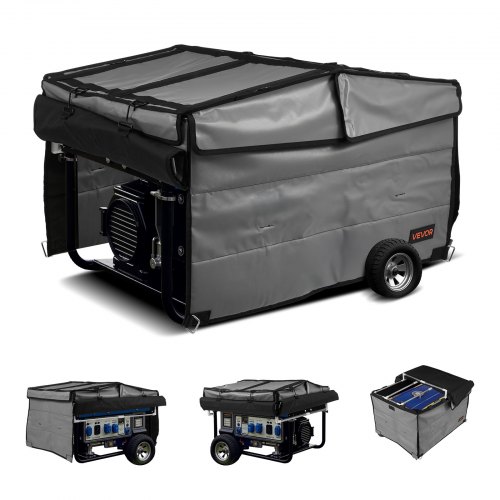 Pokrowiec na generator VEVOR (865 x 657 x 535 mm) Wodoodporny pokrowiec ochronny do większości generatorów o mocy 3500–12000 W, pokrowiec do pracy generatora z wytrzymałej i grubej tkaniny Oxford 420D w kolorze szarym