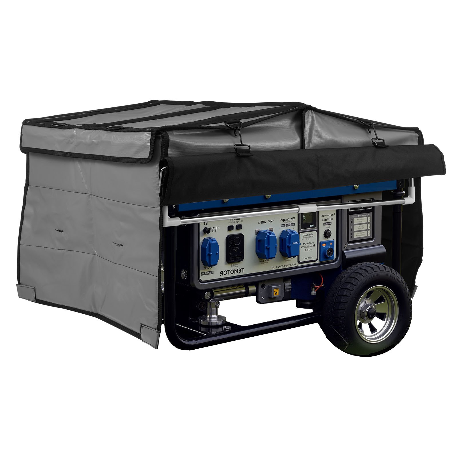 Pokrowiec na generator VEVOR (865 x 657 x 535 mm) Wodoodporny pokrowiec ochronny do większości generatorów o mocy 3500–12000 W, pokrowiec do pracy generatora z wytrzymałej i grubej tkaniny Oxford 420D w kolorze szarym