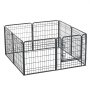 VEVOR Dog Playpen 61 cm 8 Panels Heavy Duty with Top Cover & Bottom Pad, Indoor Foldable Metal Exercise Pen Pet Fence with Door, Puppy Crate Kennel Pen for Dogs, Cats, and Other Small Animals, Black