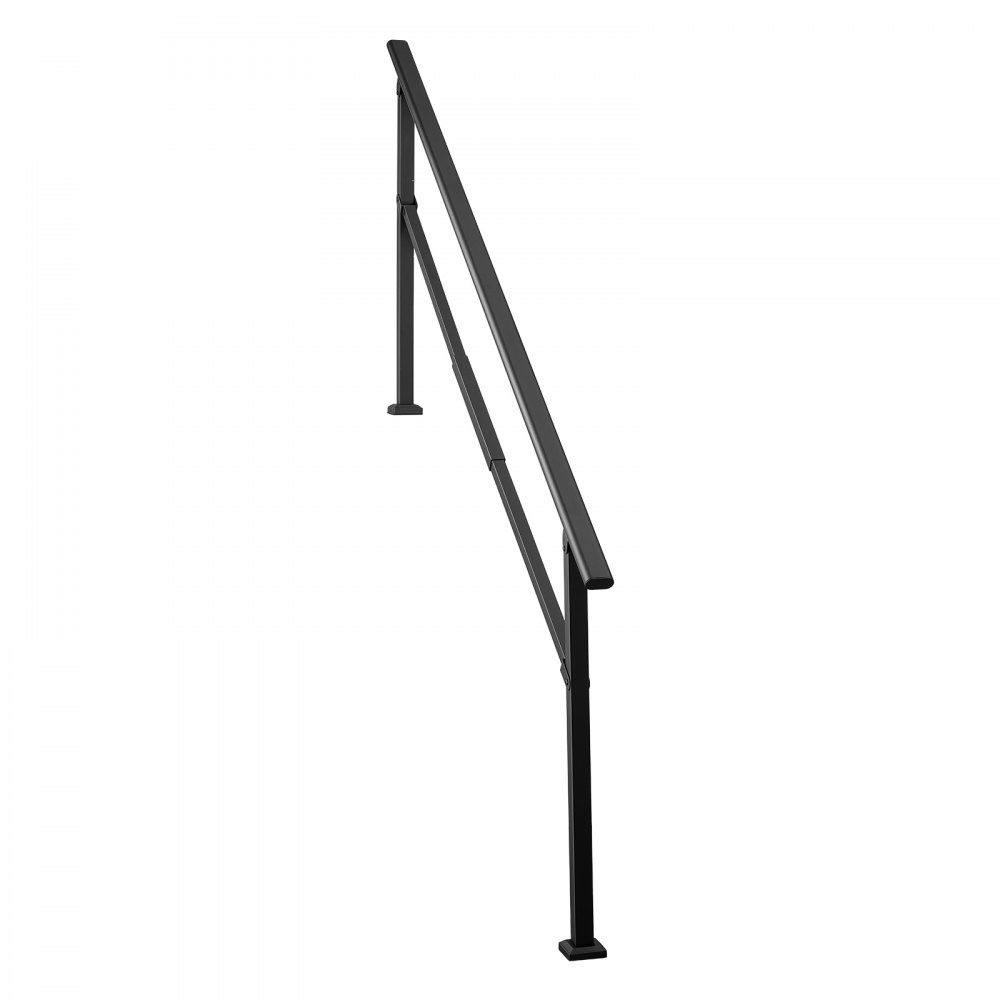 Poręcze VEVOR do schodów zewnętrznych, balustrada schodowa na 5-7 stopni, czarna, poręcz schodowa na werandę i taras, stal węglowa, kąt 0-50°, regulowana, montowana do podłogi, rura kwadratowa, z poprzeczką