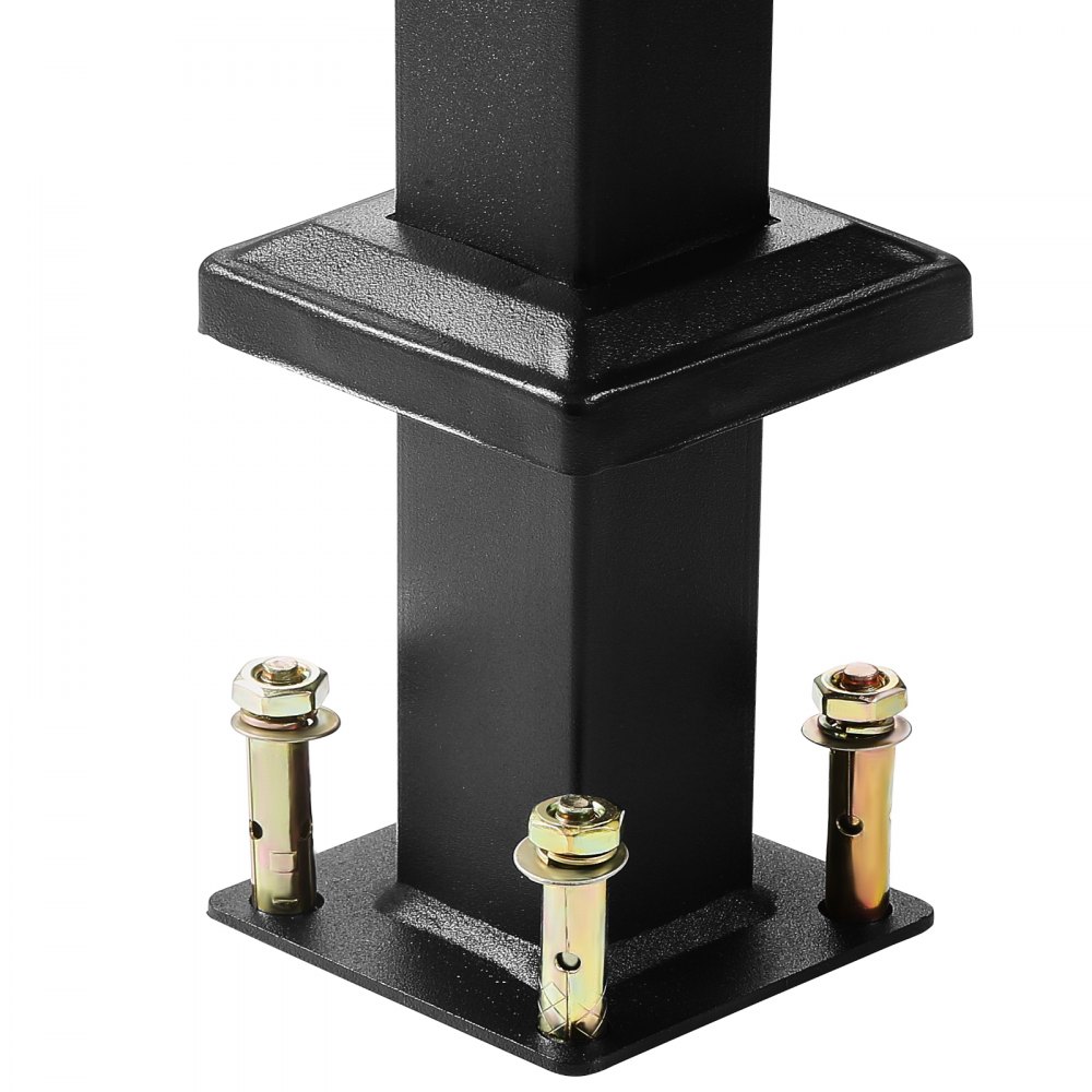 VEVOR Outdoor Handrails for Steps, 4-5 Step Stair Rail Kit, Black Square Tube with Horizontal Bar, Carbon Steel Support Rails for Seniors, Concrete & Deck Stairs, Easy Installation