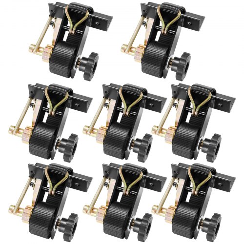 Pasy napinające VEVOR do ram drabinowych, montaż na czarnej rurce kwadratowej, szerokość 38 mm, długość 2,25 m, pasy zapadkowe z podwójnymi hakami typu J, nośność 226,8 kg, z zapięciem na klamrę (opakowanie 8 szt.)