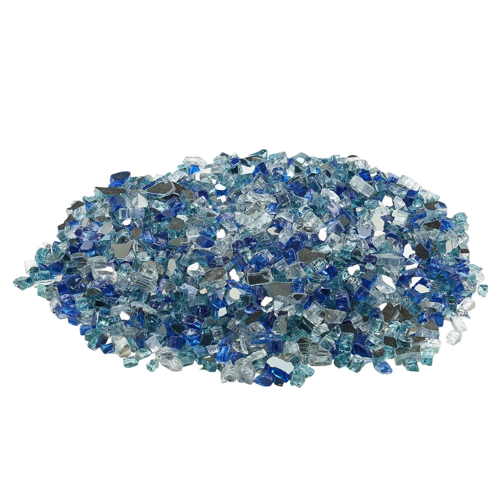 Szkło ognioodporne VEVOR, 4,5 kg, kamienie szklane, odblaskowe koraliki szklane do palenisk 12,7 mm, kamienie szklane do palenisk, szkło kominkowe, kryształ ogniowy, koraliki ogniowe do kominków gazowych, kobaltowy, aqua niebieski, przezroczysty
