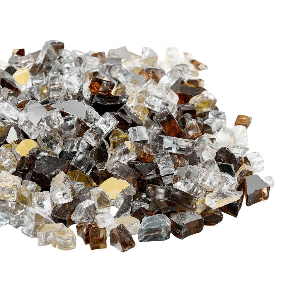 Szkło ognioodporne VEVOR, 4,5 kg, kamienie szklane, odblaskowe koraliki szklane do palenisk o średnicy 12,7 mm, kamienie szklane do palenisk, szkło kominkowe, kryształ ogniowy, koraliki ogniowe, do kominków gazowych, złoty, przezroczysty, kolor miedziany