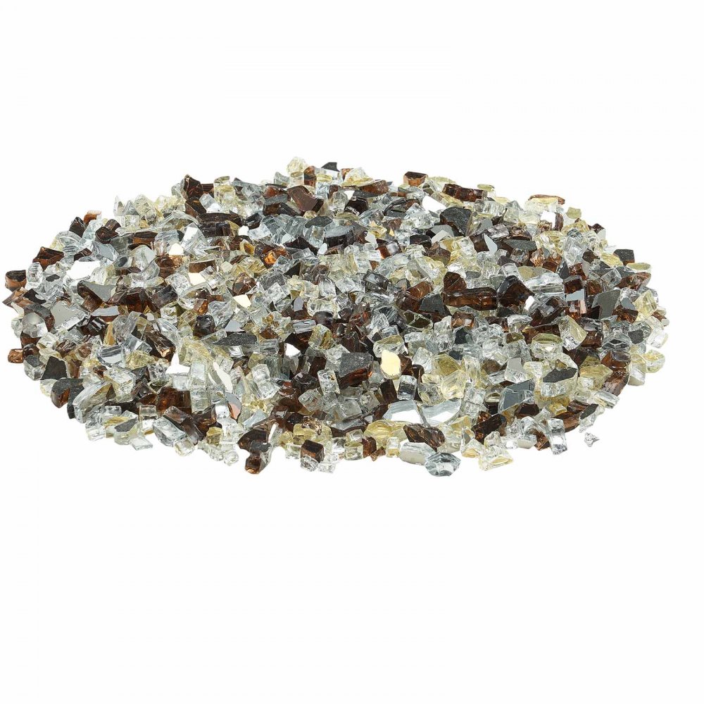 Szkło ognioodporne VEVOR, 4,5 kg, kamienie szklane, odblaskowe koraliki szklane do palenisk o średnicy 12,7 mm, kamienie szklane do palenisk, szkło kominkowe, kryształ ogniowy, koraliki ogniowe, do kominków gazowych, złoty, przezroczysty, kolor miedziany
