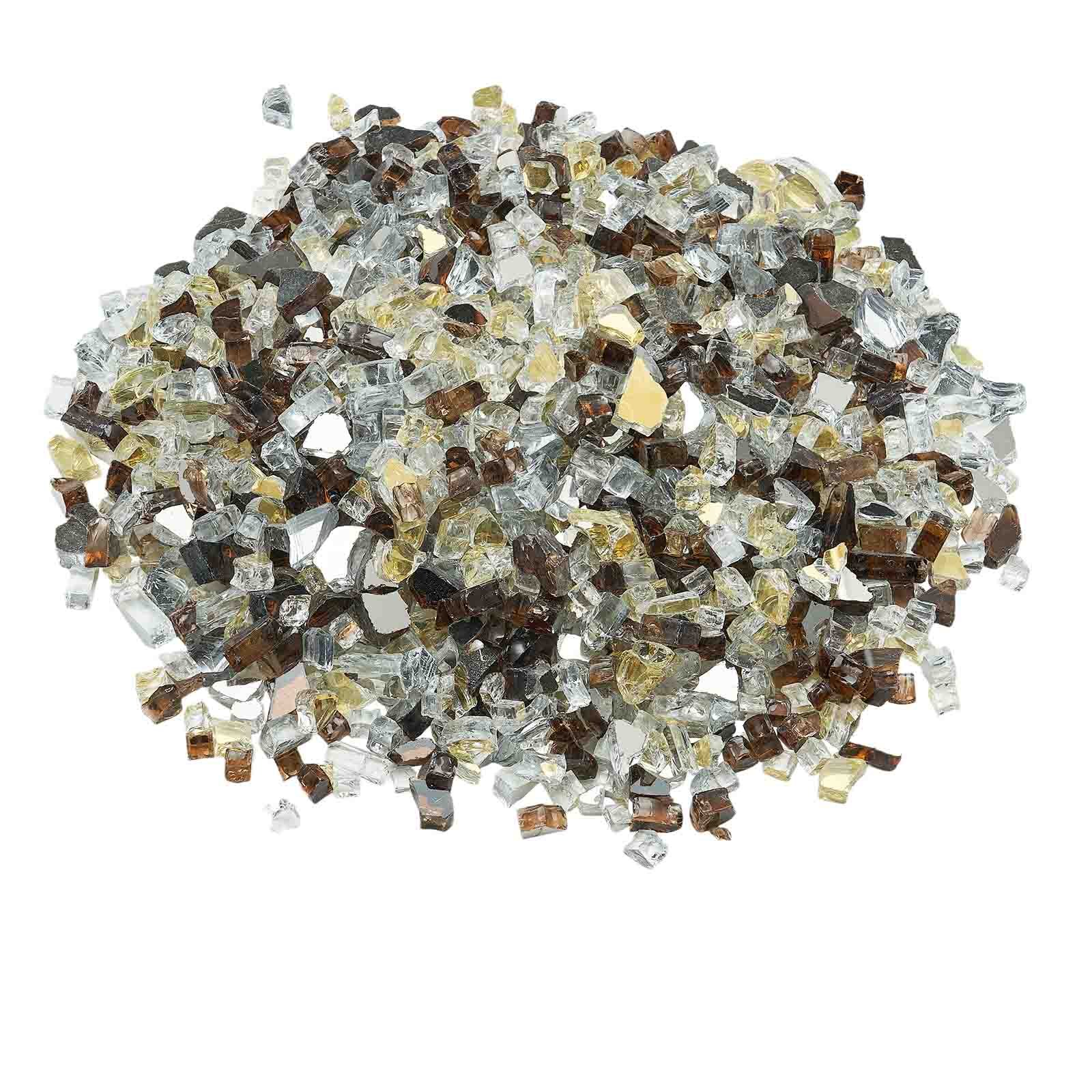 Szkło ognioodporne VEVOR, 4,5 kg, kamienie szklane, odblaskowe koraliki szklane do palenisk o średnicy 12,7 mm, kamienie szklane do palenisk, szkło kominkowe, kryształ ogniowy, koraliki ogniowe, do kominków gazowych, złoty, przezroczysty, kolor miedziany