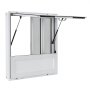 Okno sprzedażowe do food trucków VEVOR 915 x 915 x 110 mm, stop aluminium, okno koncesyjne z ochroną przed deszczem, otwierane do 85°, składana półka, z 4 przesuwanymi moskitierami i hakami holowniczymi