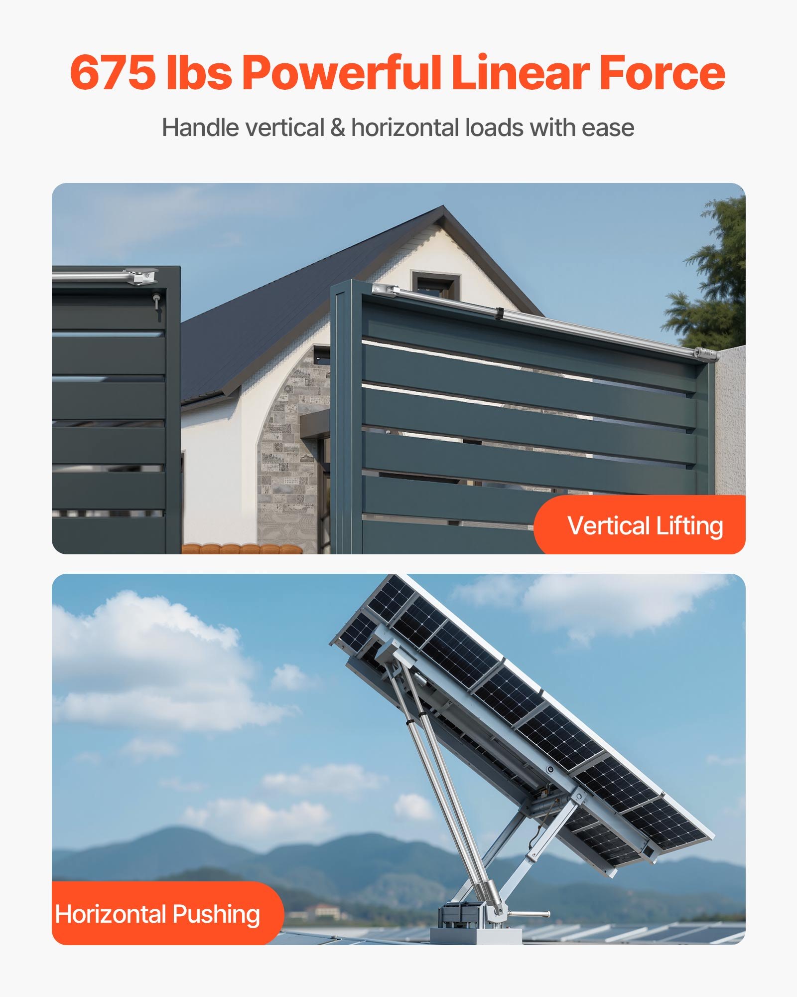 VEVOR 12V Linear Actuator, 1016mm Stroke IP65 Waterproof Linear Actuator, 3000N 5mm/s Motion Actuators with Mounting Bracket for Solar Trackers, Industrial Machinery, Door Opener