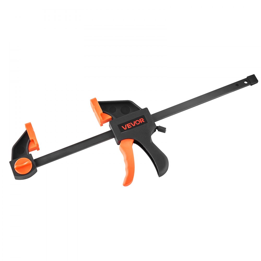 Zaciski stolarskie VEVOR, zestaw 4 szt. (rozstaw 12" / 6"), zacisk F Quick-Grip o nośności 70 kg, głębokość 70 mm, zaciski plastikowe i stalowe, obróbka metali