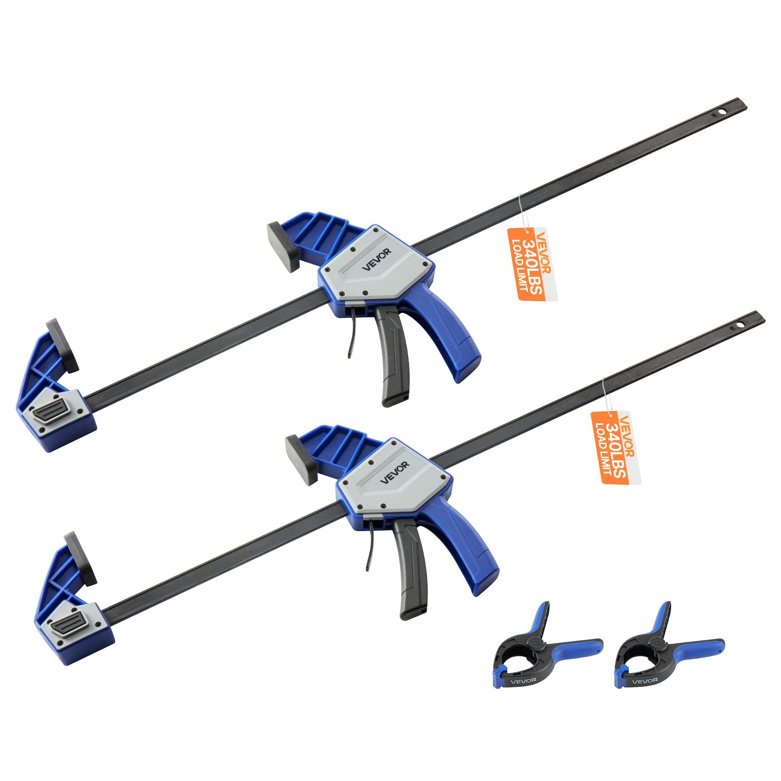 Zestaw 2 ścisków stolarskich VEVOR, rozwarcie 60,96 cm, zacisk F Quick-Grip z obciążeniem 154 kg, głębokość 84,6 mm, zestaw zacisków z tworzywa sztucznego i stali węglowej, obróbka metali
