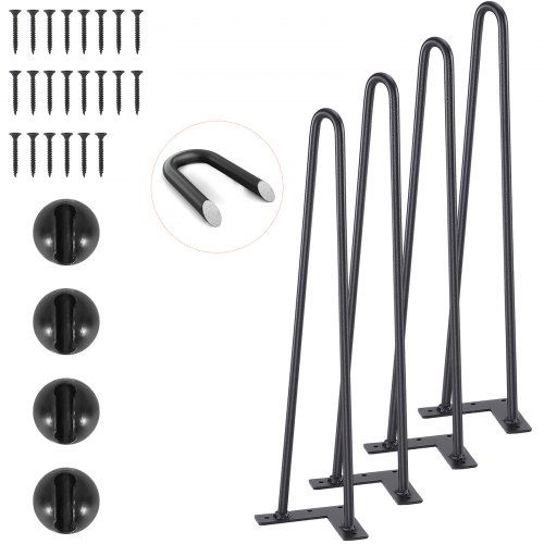 VEVOR zestaw 4 nóg do stołu nogi w kształcie szpilki 482mm wysokość 110x110mm płyta montażowa nogi w kształcie szpilki ze stali węglowej malowane proszkowo nośność 227kg Idealny do stołów kuchennych konsole do salonu stoły studyjne